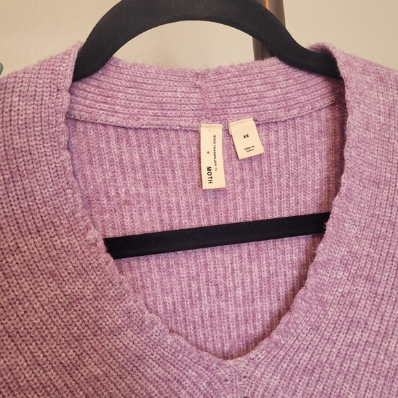 Moth by Anthropology Lilac Knit Tie Front Scoop Neck Sweater Women's X-Small - Picture 4 of 7